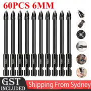 60X 6mm Tile Porcelain Drill Bit Marble Ceramic Glass Brick Shank Hex Spear Head