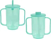 Beavorty 2pcs Adult Sippy Cups for Elderly Care Disabled Drinking Cups with Straw Safe Fluid Feeding for Patients Choke Leak Soup and Medication
