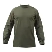Military Combat Shirt with Long Rip-Stop Sleeves Olive Drab - XXL