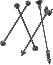 [GAROZATION] 1 Set Industrial Barbell Earrings Set Double Ear Holes Arrow Design Smooth Cartilage Piercing Jewelry for Men and Women Black Ear Decoration