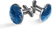 [Generic] Men's Cufflinks, Water Waves Connect One Color Cuff Links for Men, Classic Cufflinks Black for Suit Shirt Wedding Business Birthday Jewelry Gift