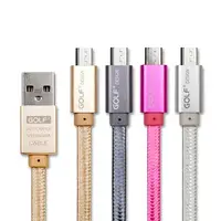 在飛比找PChome24h購物優惠-GOLF Micro USB 金屬網狀編織快速充電傳輸扁線(