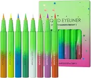 Matte Colored Eyeliners Pen - 8x Matte Colored Neon Eyeliners,Bright Colors Waterproof Smudge-Proof Smooth & No Fading Eye Liner for Girl