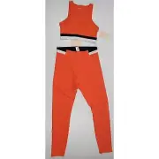 NWT Wilo Contra Leggings & Sports Bra Set Retro Orange/Navy