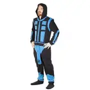 Mortal Kombat Mens Sub Zero Blue Union Suit Pajamas Costume Cosplay New S, M