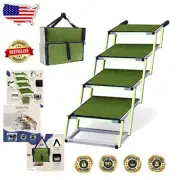 Foldable Dog Ramp with Grass Padding and Glow-in-the-Dark Marking for Cars