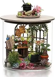Cuteefun DIY Miniature House Dollhouse Kit, DIY Wooden Dream Bottle Kit with Dust Cover, Handmade Crafts for Adults, Scale Creative Room, Gift, Christmas Party (Magic Garden)