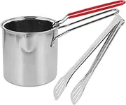 COLLBATH 1 Set Stainless Steel Deep Fryer Pot with Handle Oil Frying Pot for Kitchen Convenient Cooking Tool with Strainer for Tempura and Fries
