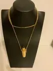 Vtg Avon 1990 Flacon Everafter Perfume Bottle Pendant And Blue Stone 30” Chain
