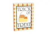 Adams & Co. Halloween Decor - Trick or Treat Candy Corn Plaid Sign