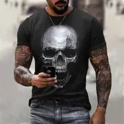 Men's Unisex Skull Graphic Prints Shirt T shirt Halloween Shirt Tee Short Sleeve T shirt 3D Print Round Neck Shirt Designer Basic Big and Tall Casual Daily Bla
