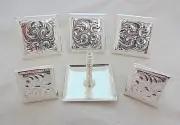 Set of 6 Square Hansen Western Gear Conchos Saddle Wood Screws Silver Plate New