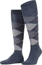 BURLINGTON Men's Preston Knee-High Socks Warm And Soft Black Grey More Colours Thick Thermal Long Length Argyle Pattern For Winter Casual Looks 1 Pair