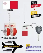 MALTESE FLAG , MALTA , BUY 1 PAIR MINI BOXING GLOVES & GET 1 FREE KEYRING