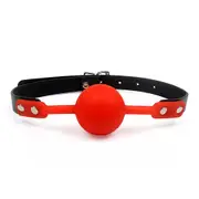 Love in Leather Red Faux Leather Gag with Silicone Ball