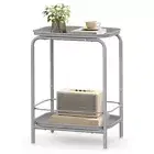 2-Tier Side Table, Outdoor Accent End Table, Small Sofa Couch Table, Dove Gray