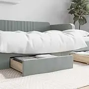 Bed Drawers 2 pcs Light Grey Engineered Wood and Velvet,Beds & Accessories 11.76KG-833916