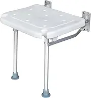Folding Shower Bench Wall Mounted Flip-up Bath Seat Screw-in Bathroom Ch Stool with Feet Drainage Holes Slot for Elderly Seniors Disabled