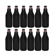 Extra Thick Beer Bottle Cooler Sleeves - 12 Pack Neoprene Insulated Sleeve Covers To Keep Drinks Cold Black