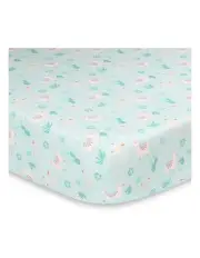 [The Peanutshell] Little Llama Cotton Fitted Sheet 135cm in Green