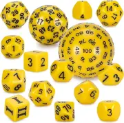 DND Polyhedral Dice Set (15Pcs) D3-D100 Game Dice with Dice Bag for Dungeons and