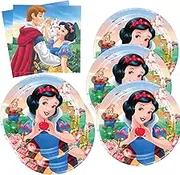 DoMiDoLa 40pcs Snow White Party Supplies include 20 plates, 20 napkins for the Snow White Birthday Party Decoration