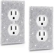 2 Pack Shiny Rhinestones Wall Plate Rhinestones Light Switch Cover Decorative Bl