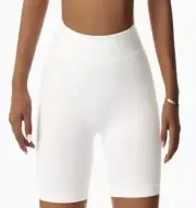 Connection 18 Women's Stretch Seamless Bike Shorts White Size Small/Medium NWT