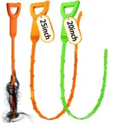 Drain Clog Remover Snake Tool 20in 25in Flexible Hair Pipe Opener 2 Pack