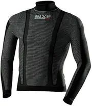 SX-TS3-BC-LXL High Neck Long T-Shirt, SIXS Carbon Fiber, Black, Carbon, LXL