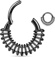 [Twolobes] Septum rings hoops,1PCS 16G/8mm Ring Multi-Cones Surgical Stainless Steel Nose Ring Hoop Jewelry Clicker Cartilage Earring Hinged Segment Daith Piercing