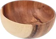 BIUDECO Acacia Wood Salad Bowl Lightweight Portable Kitchen Tool for Fruit Food Storage Natural Style Household Bowl Safe Kitchen Fitting