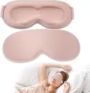 3D Sleep Mask with Adjustable Strap, Ultra Soft & Comfortable Zero Eye Pressure Eye Mask for Men and Women, Portable Upgrade Light Blackout Sleeping Eye Mask for Travel Yoga Nap (Pink)