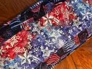 Handcrafted- Quilted Table Runner - Patriotic Runner - Stars in Red/Blue Batik