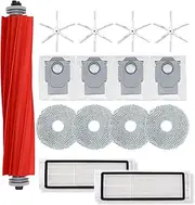 Accessories Kit Compatible with Roborock P10/Q Revo Robotic Vacuum Cleaner Replacement Parts,1 Main Rubber Roller Brush,2 Pairs Side Brush,2 HEPA Filters,4 Mop Cloth,4 Dust Bag