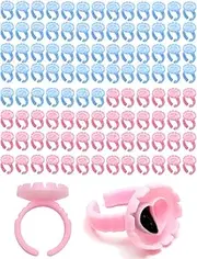 200 Pieces Lovely Heart Shape Glue Rings, Glue Rings for Eyelash Extensions Lash Rings for Glue, Eyelash Glue Holder, Lash Extension Supplies, Easy Round Glue Cups for Volume Lashes (PKBL)