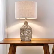 Chloe organic Rope Table Lamp Natural Linen Shade, 410mm High, PL0139