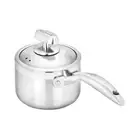 Scanpan CLAD 5 Stainless Steel Saucepan Dome Glass Lid Wide Rim Satin Finish