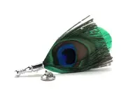 Enamel Pin Lucky Bloom Peacock Feather Lapel Pin Green Feather