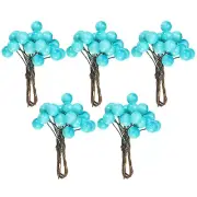 50 Pcs 10mm Artificial Berry Artificial Holly Berries with Wire Stems Blue