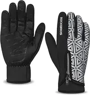 [ROCKBROS] Winter Cycling Gloves for Men Women Winter Fleece Full Finger Bike Gloves Touch Screen Windproof Non-Slip Gloves