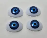 2 Pair of VTG Zims 12mm Iris Realistic Blue Oval Plastic Human Dolly Eyes Crafts