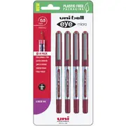 Uni-Ball Eye Micro Rollerball Pens Red 4 Pack