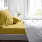 Natemia Queen Size Fitted Sheet Set - Organic Cotton Jersey - 60 x 80 Inches Fitted Sheet for Queen Mattress up to 18 Inches and 2 Pillowcases