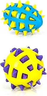 2 x Large Dog Puppy Rubber Spike TPR Football Ball Dental Hygiene Chew Play Toy