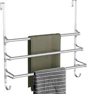 Canyave Over The Door Towel Rack, Triple Towel Storage Holder with Hooks, 19.68 Inches Towel Bar Hanger Towel Racks for Bathroom (Silver), Silver-19.68-inch (CAN010)