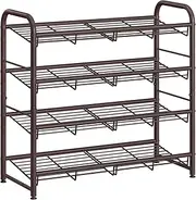 [SONGMICS] Stackable Shoe Rack, 4 Tier Metal Shoes Rack Storage Shelf, Holds up to 20 Pairs Shoes, Adjustable Slanted Shelves Tower Organizer for Closet Entryway Small Spaces, Bronze