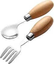 IMIKEYA 1 Set Set Curved Spoon Fork with Handle Stainless Steel Reusable Utensils for Lunch Boxes and Travel