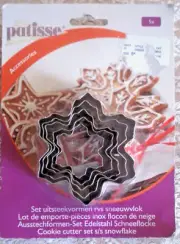 Patisse Cookie Cutter Set 5 Pieces NESTING SNOWFLAKES NOC