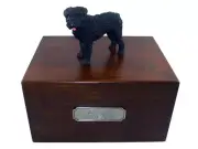 Beautiful Paulownia Wooden Personalized Urn With Bouvier Des Flandres Figurine